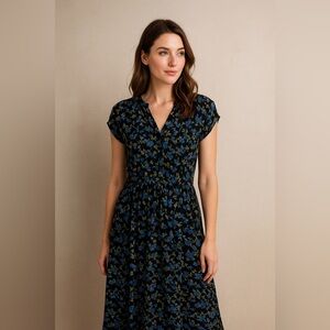 ISABEL GARCIA Black Floral Midi Dress XS